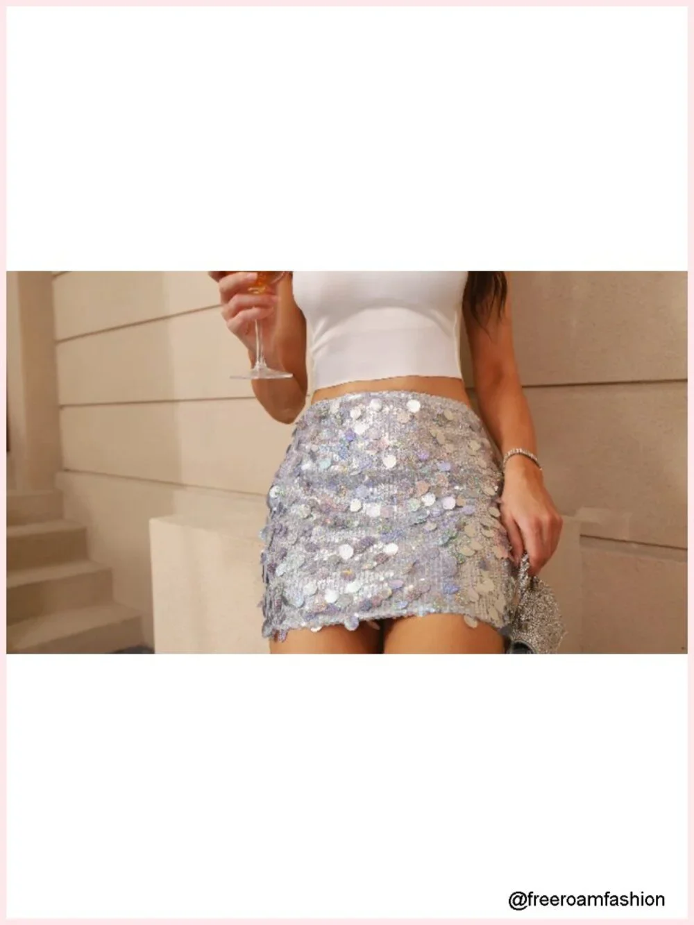 Stretchy Sequin Mini Skirt High Waist Party Clubwear